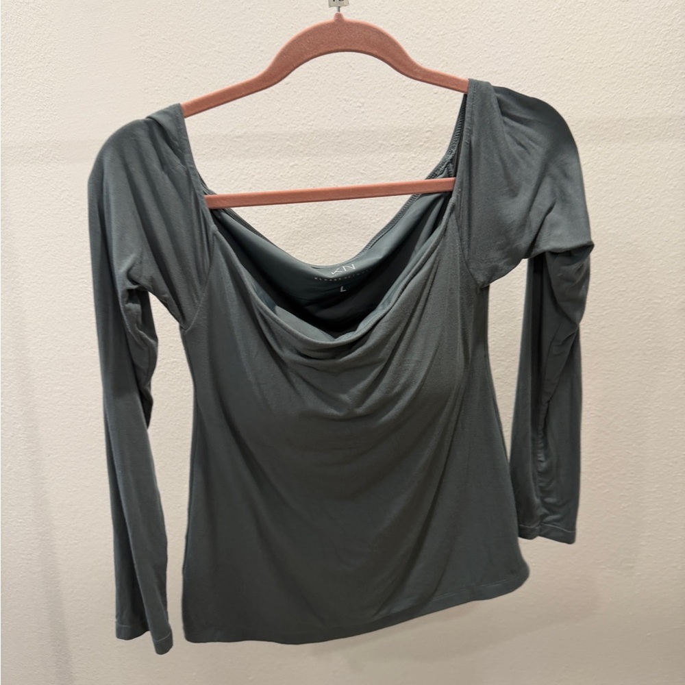 Klassy Network Charcoal Drape Neck Blouse